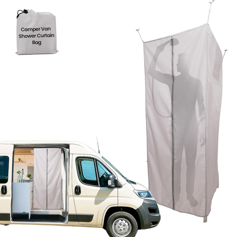 Terapaton Camper Van Shower Curtain 72in Height, RV Hidden Shower Privacy Curtain with Magnetic Stickers, Interior Shower Curtain for Bench Shower, Collapsible Square Shower (30" W x 72" H) - Image 1